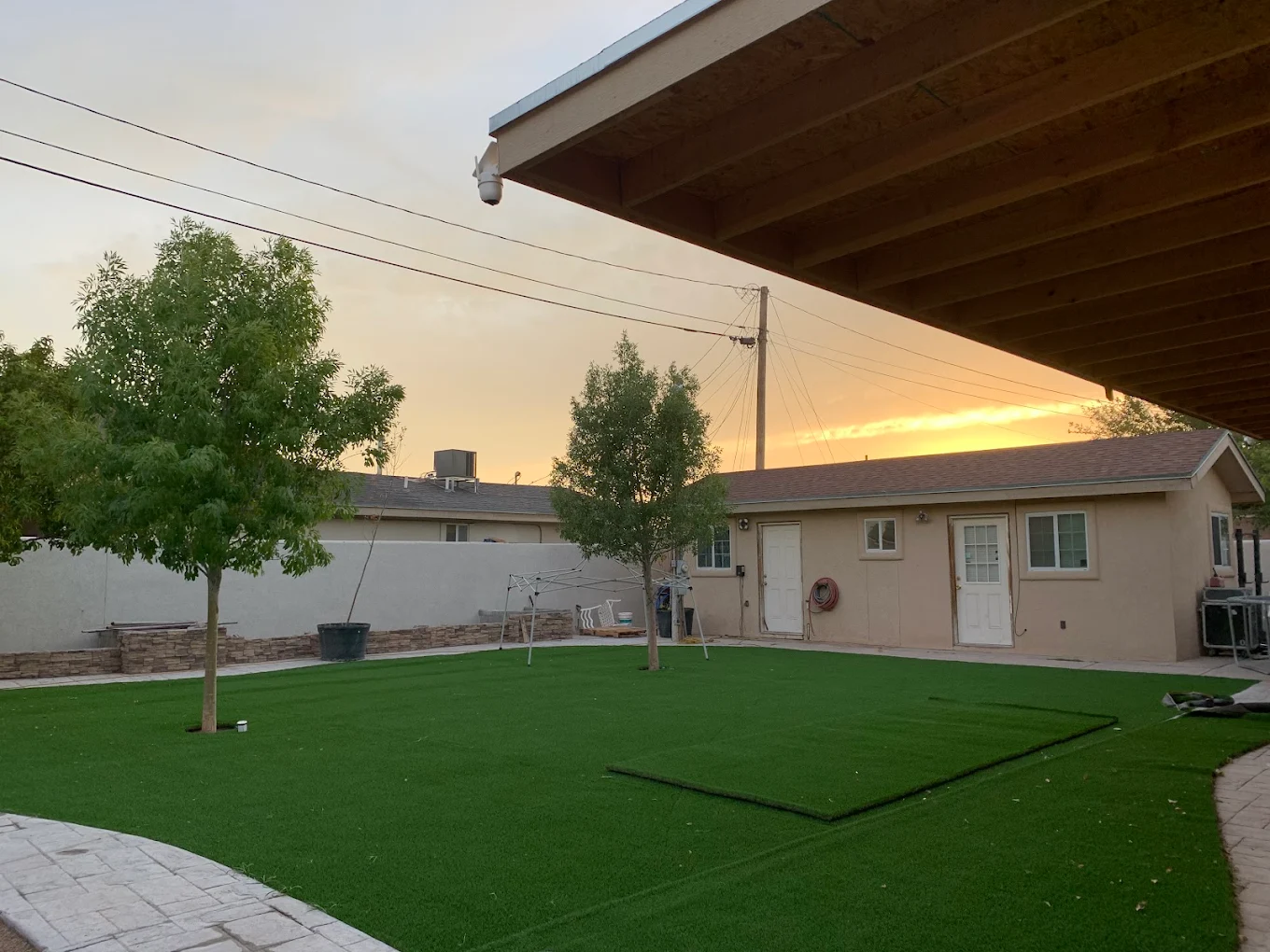 Completed synthetic grass yard